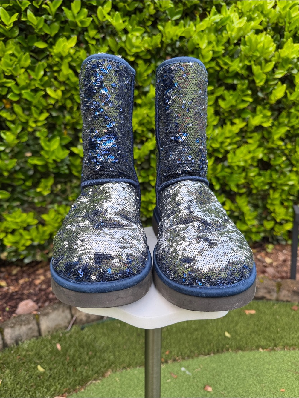 UGG Navy Blue Sequin Short Booties
